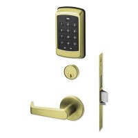 Yale nexTouch Mortise Lock Z-Wave Plus v2 Pushbutton Cylinder Override with Thumbturn, Augusta Lever, Polished Brass